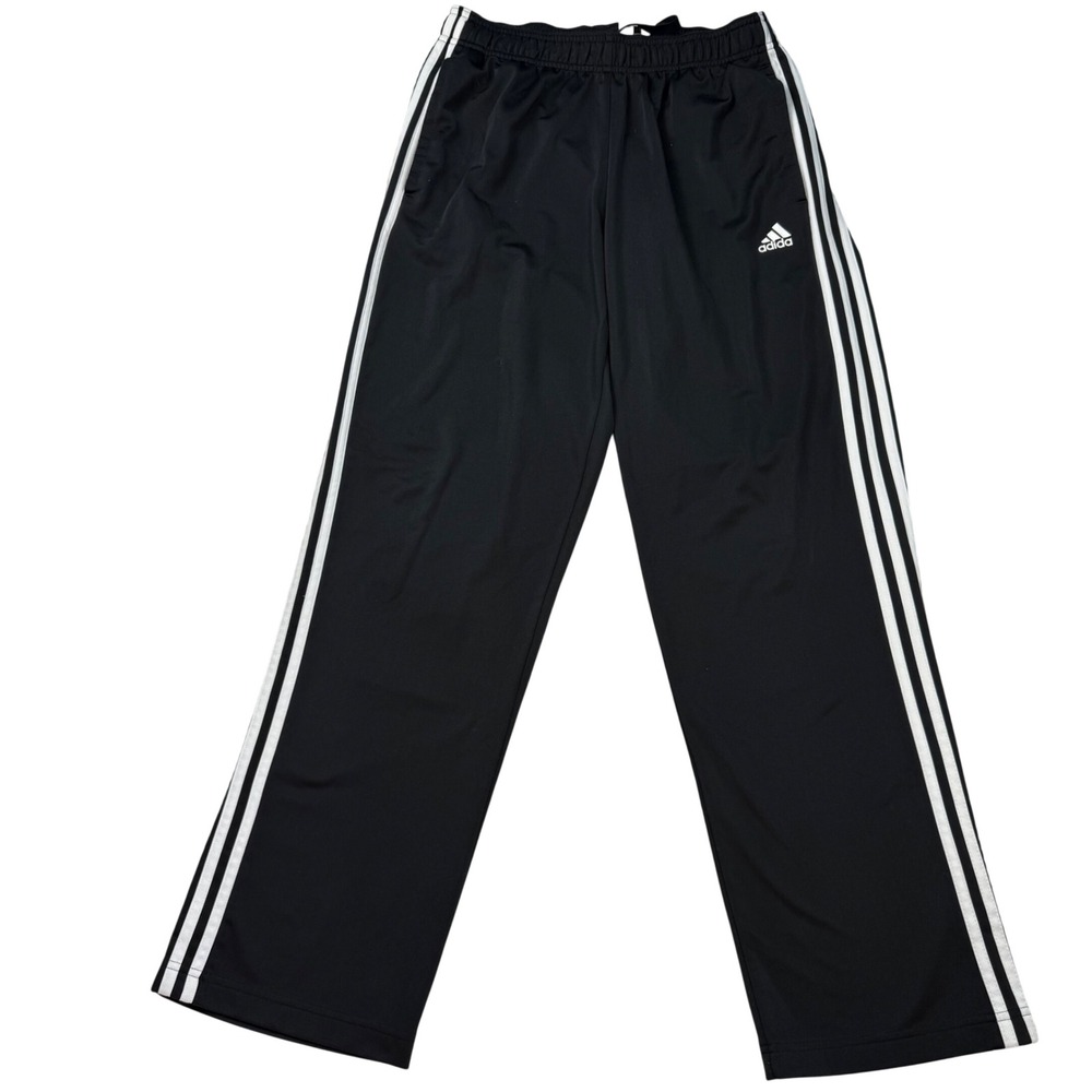 Adidas Mens Track Pants Black White Triple Stripe Athletic Sweatpants Medium